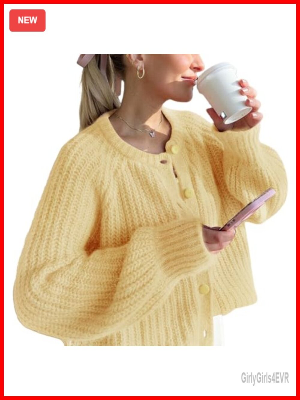 Women's Button Down Long Sleeve Chunky Knit Cardigan Sweater Coat